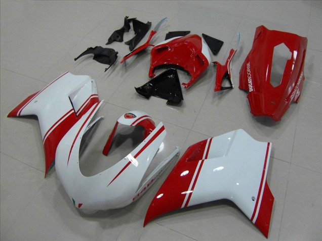 Erschwingliche Ducati 848 Motorrad Verkleidung 2007-2014 - Weiss Rot Rennen Version