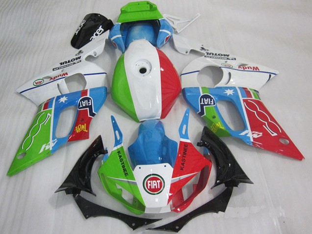 Erschwingliche Yamaha YZF R6 Motorrad Verkleidung 1998-2002 - Weiss Blau Grun Rot Fiat Kastinee
