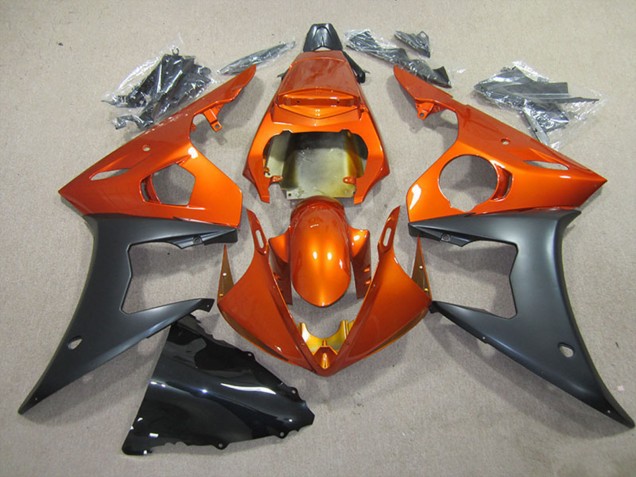Erschwingliche Yamaha YZF R6 Motorrad Verkleidung 2003-2004 - Orange Matt Schwarz