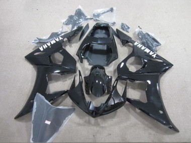 Erschwingliche Yamaha YZF R6 Motorrad Verkleidung 2003-2004 - Glanzendes Schwarz Weiss Aufkleber