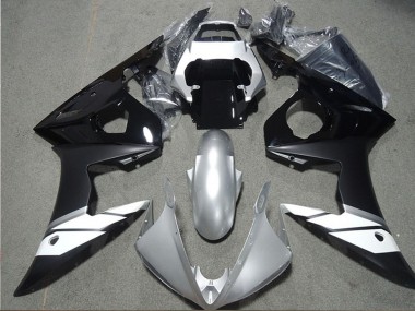 Erschwingliche Yamaha YZF R6 Motorrad Verkleidung 2003-2004 - Weiss Silber Glanzendes Schwarz Matt Schwarz