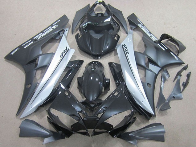 Erschwingliche Yamaha YZF R6 Motorrad Verkleidung 2006-2007 - Glanzendes Schwarz Matt Schwarz Silber