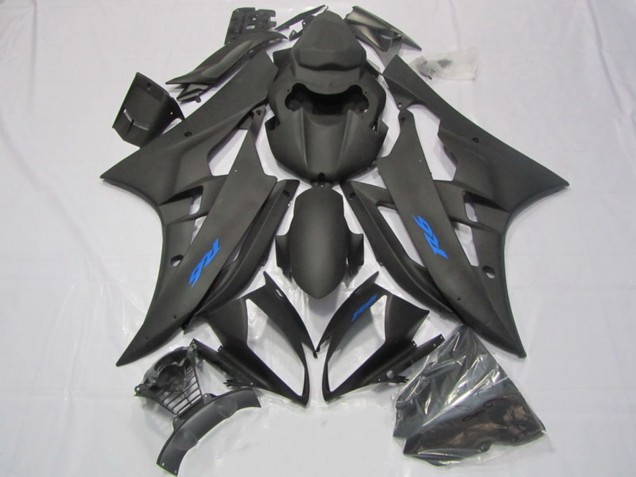 Erschwingliche Yamaha YZF R6 Motorrad Verkleidung 2006-2007 - Matt Schwarz Blau Aufkleber