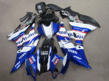 Erschwingliche Yamaha YZF R6 Motorrad Verkleidung 2006-2007 - Weiss Blau Rot Sterilgarda Volvo Fimer