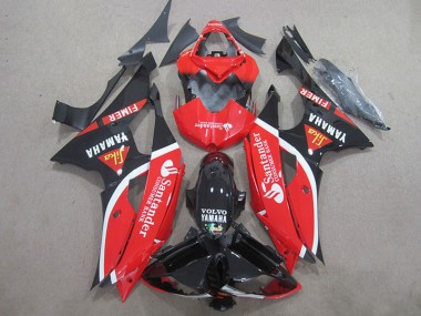 Erschwingliche Yamaha YZF R6 Motorrad Verkleidung 2008-2016 - Rot Weiss Glanzendes Schwarz Volvo Santunder Fimer