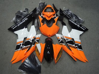 Erschwingliche Yamaha YZF R6 Motorrad Verkleidung 2008-2016 - Orange Weiss Glanzendes Schwarz Motul