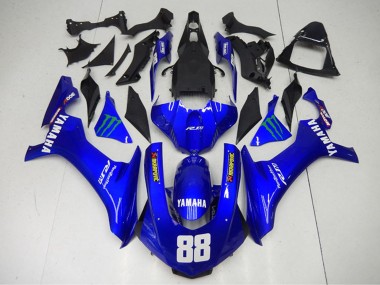 Erschwingliche Yamaha YZF R1 Motorrad Verkleidung 2015-2019 - Blau Grun Monster Akropovic