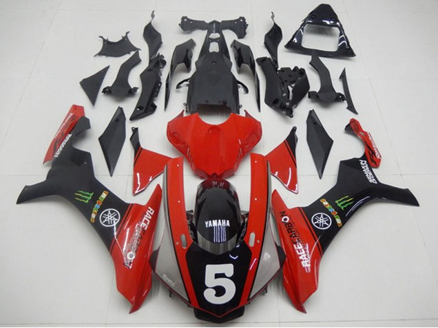 Erschwingliche Yamaha YZF R1 Motorrad Verkleidung 2015-2019 - Rot Schwarz Grun Monster 5