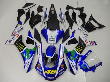Erschwingliche Yamaha YZF R1 Motorrad Verkleidung 2015-2019 - Weiss Blau Schwarz Grun ENEOS MoviStar Monster 46