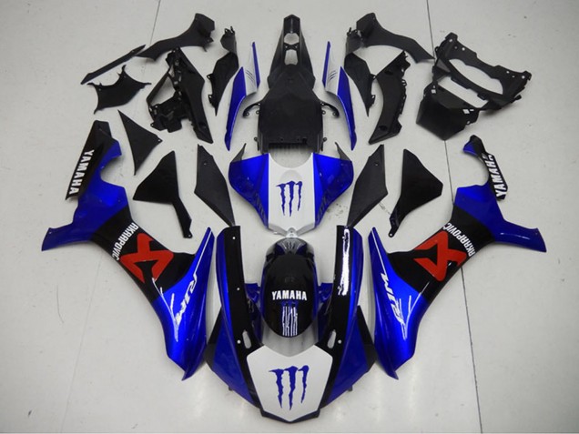 Erschwingliche Yamaha YZF R1 Motorrad Verkleidung 2015-2019 - Blau Weiss Schwarz Rot Monster Akropovic