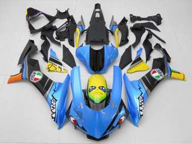 Erschwingliche Yamaha YZF R1 Motorrad Verkleidung Kit 2015-2019 - Blau Gelb Hai