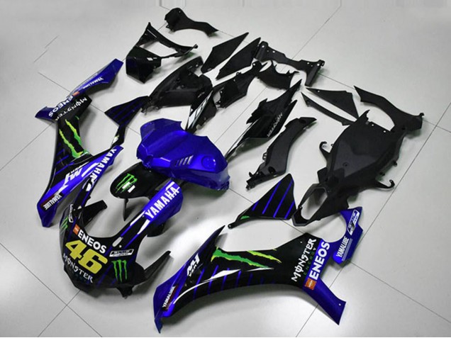 Erschwingliche Yamaha YZF R1 Motorrad Verkleidung 2015-2019 - Blau Weiss Schwarz Grun ENEOS Monster M1 46
