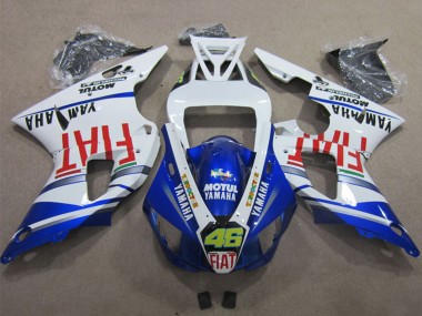 Erschwingliche Yamaha YZF R1 Motorrad Verkleidung 1998-1999 - Weiss Blau Rot Motul Fiat 46