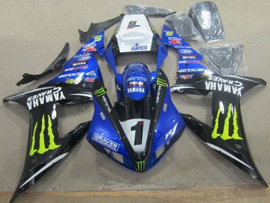 Erschwingliche Yamaha YZF R1 Motorrad Verkleidung 2002-2003 - Weiss Blau Schwarz Neon Gelb Monster Graves 1