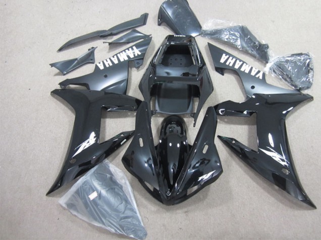 Erschwingliche Yamaha YZF R1 Motorrad Verkleidung 2002-2003 - Glanzendes Schwarz Matt Schwarz Weiss