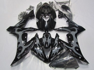 Erschwingliche Yamaha YZF R1 Motorrad Verkleidung 2004-2006 - Glanzendes Schwarz Grau Flamme