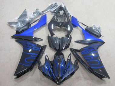 Erschwingliche Yamaha YZF R1 Motorrad Verkleidung 2007-2008 - Glanzendes Schwarz Blau Flamme