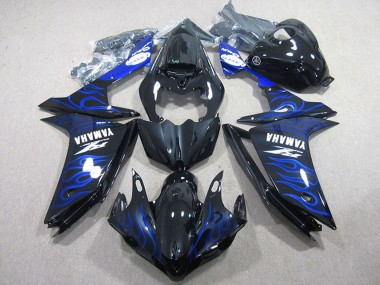 Erschwingliche Yamaha YZF R1 Motorrad Verkleidung 2007-2008 - Glanzendes Schwarz Blau Flamme