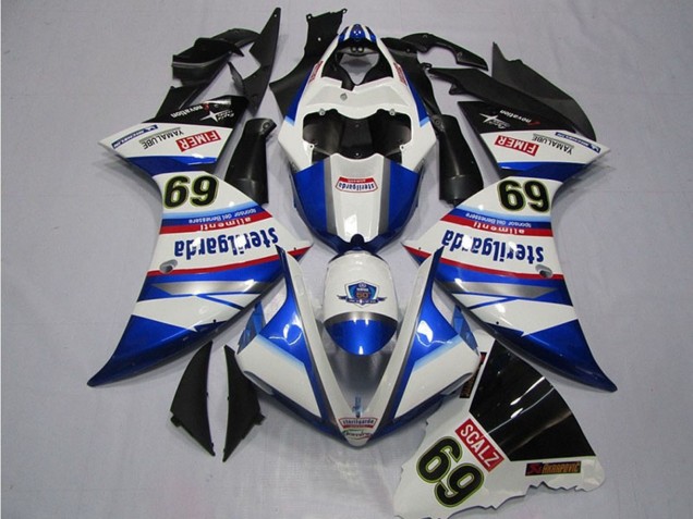 Erschwingliche Yamaha YZF R1 Motorrad Verkleidung 2009-2011 - Weiss Blau Schwarz Sterilgarda SCALZ 69