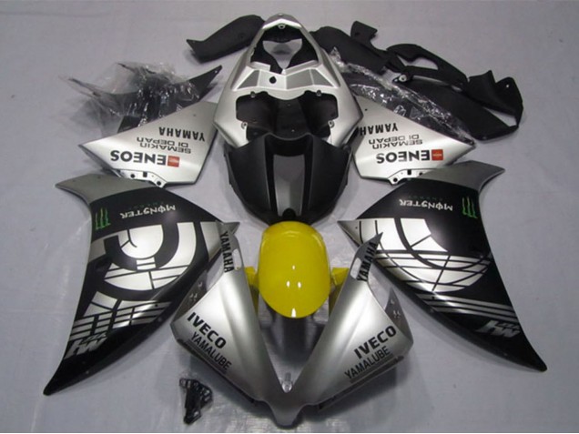Erschwingliche Yamaha YZF R1 Motorrad Verkleidung 2012-2014 - Silber Schwarz IVECO Yamalube ENEOS Monster