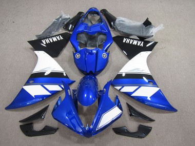 Erschwingliche Yamaha YZF R1 Motorrad Verkleidung 2012-2014 - Blau Weiss Glanzendes Schwarz