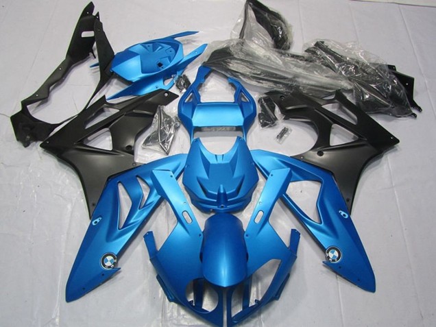 Erschwingliche BMW S1000RR Motorrad Verkleidungen Kit 2009-2014 - Blau Matt Schwarz