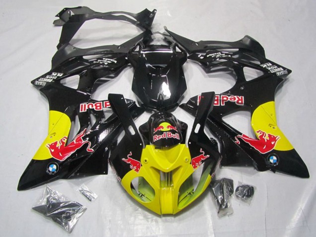 Erschwingliche BMW S1000RR Motorrad Verkleidung 2009-2014 - Glanzendes Schwarz Gelb Red Bull