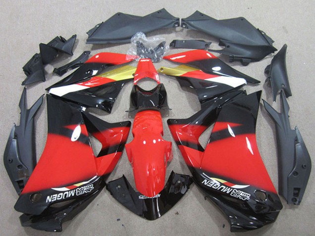Erschwingliche Honda CBR125R Motorrad Verkleidung 2011-2016 - Rot Gold Glanzendes Schwarz