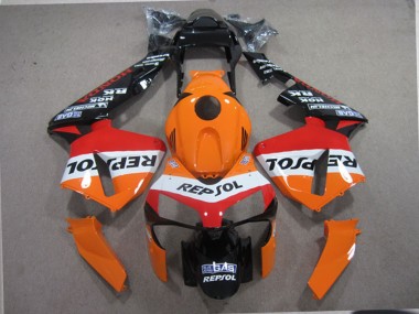 Erschwingliche Honda CBR600RR Motorrad Verkleidung 2003-2004 - Orange Weiss Rot Glanzendes Schwarz Repsol