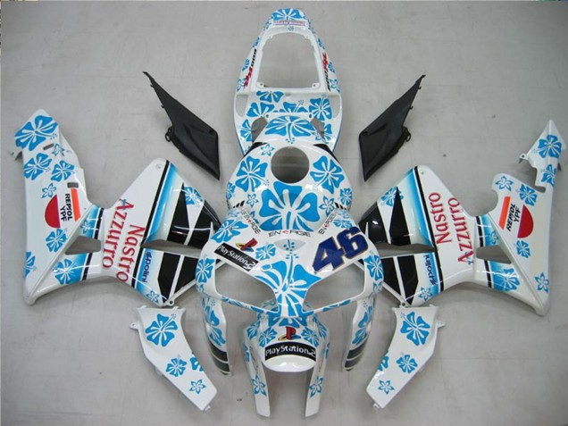 Erschwingliche Honda CBR600RR Motorrad Verkleidung 2005-2006 - Weiss Blau Rot Nastro Azzurro 46