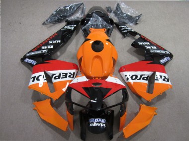 Erschwingliche Honda CBR600RR Motorrad Verkleidungen Kit 2005-2006 - Orange Weiss Rot Glanzendes Schwarz Repsol