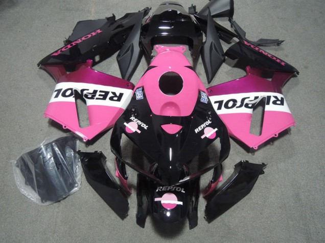 Erschwingliche Honda CBR600RR Motorrad Verkleidung 2005-2006 - Glanzendes Schwarz Rosa Repsol