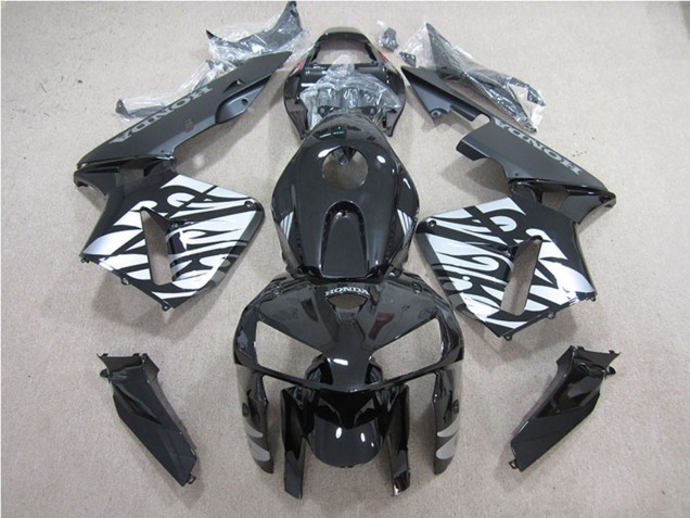 Erschwingliche Honda CBR600RR Motorrad Verkleidung 2005-2006 - Glanzendes Schwarz Silber Flamme