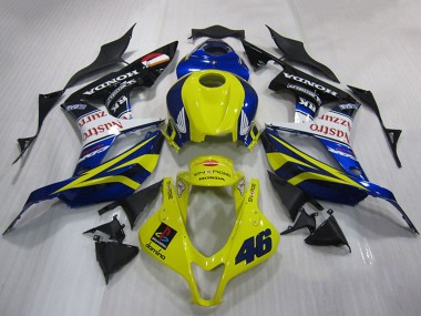 Erschwingliche Honda CBR600RR Motorrad Verkleidung 2007-2008 - Gelb Blau Weiss Glanzendes Schwarz Nastro Azzurro