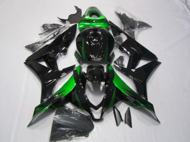 Erschwingliche Honda CBR600RR Motorrad Verkleidungen Kit 2007-2008 - Grun Glanzendes Schwarz