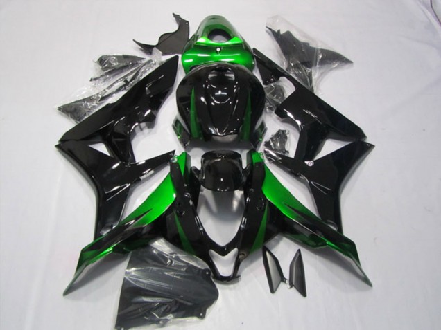 Erschwingliche Honda CBR600RR Motorrad Verkleidungen Kit 2007-2008 - Grun Glanzendes Schwarz