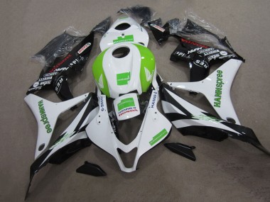 Erschwingliche Honda CBR600RR Motorrad Verkleidung Kit 2007-2008 - Weiss Grun Glanzendes Schwarz Hannspree