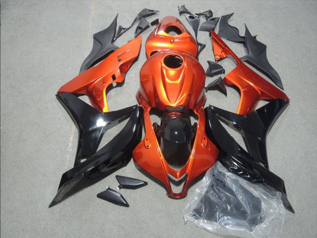 Erschwingliche Honda CBR600RR Motorrad Verkleidung 2007-2008 - Orange Glanzendes Schwarz
