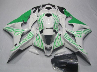 Erschwingliche Honda CBR600RR Motorrad Verkleidung 2007-2008 - Weiss Grun Flamme
