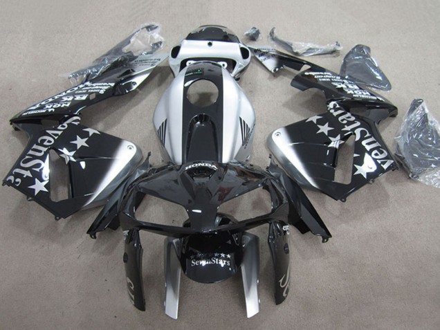 Erschwingliche Honda CBR600RR Motorrad Verkleidung 2007-2008 - Silber Glanzendes Schwarz SevenStars