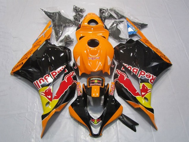 Erschwingliche Honda CBR600RR Motorrad Verkleidung 2009-2012 - Orange Gelb Glanzendes Schwarz Red Bull