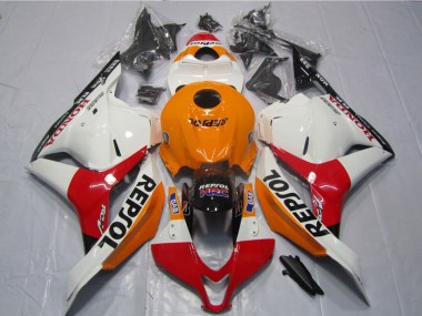 Erschwingliche Honda CBR600RR Motorrad Verkleidungen Kit 2009-2012 - Orange Weiss Rot Glanzendes Schwarz Repsol