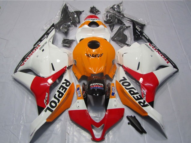 Erschwingliche Honda CBR600RR Motorrad Verkleidungen Kit 2009-2012 - Orange Weiss Rot Glanzendes Schwarz Repsol