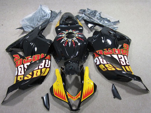 Erschwingliche Honda CBR600RR Motorrad Verkleidung 2009-2012 - Gelb Glanzendes Schwarz Rot Rossi