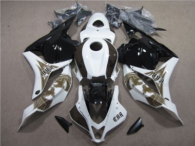 Erschwingliche Honda CBR600RR Motorrad Verkleidungen Kit 2009-2012 - Weiss Glanzendes Schwarz