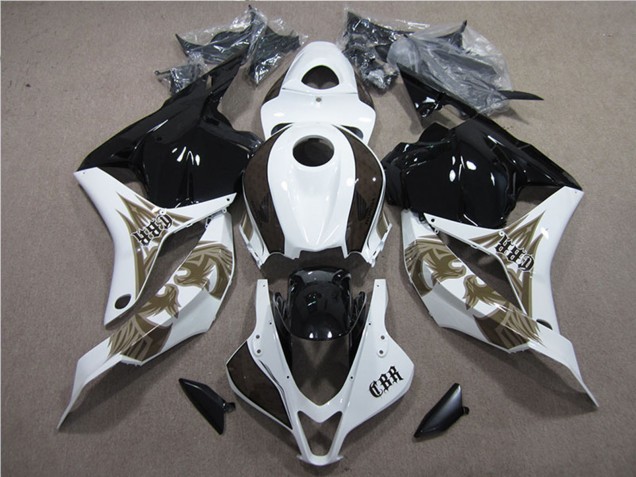 Erschwingliche Honda CBR600RR Motorrad Verkleidungen Kit 2009-2012 - Weiss Glanzendes Schwarz