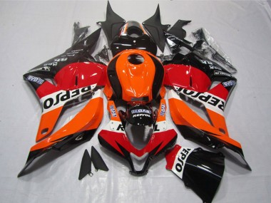 Erschwingliche Honda CBR600RR Motorrad Verkleidung Kit 2009-2012 - Orange Weiss Rot Glanzendes Schwarz Repsol