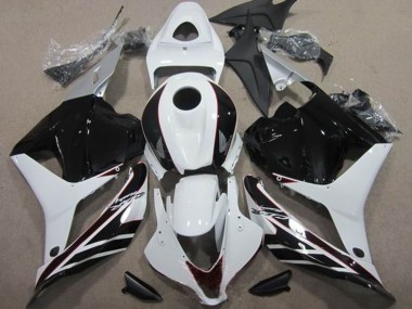 Erschwingliche Honda CBR600RR Motorrad Verkleidung Kit 2009-2012 - Weiss Glanzendes Schwarz