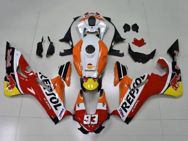 Erschwingliche Honda CBR1000RR Motorrad Verkleidung 2017-2023 - Orange Weiss Rot Glanzendes Schwarz Repsol Red Bull 93