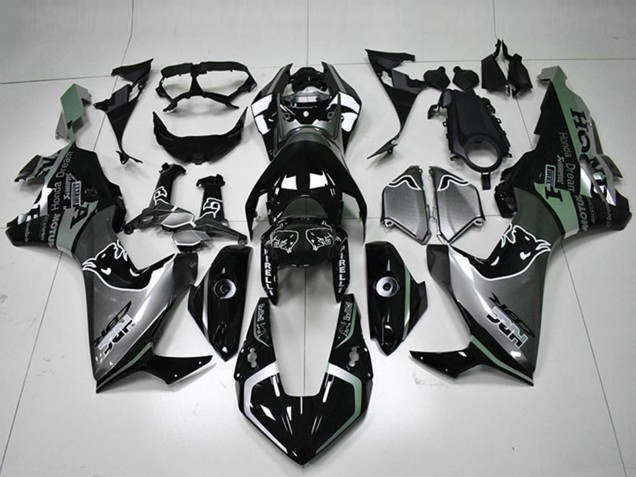 Erschwingliche Honda CBR1000RR Motorrad Verkleidung 2017-2023 - Silber Glanzendes Schwarz HRC